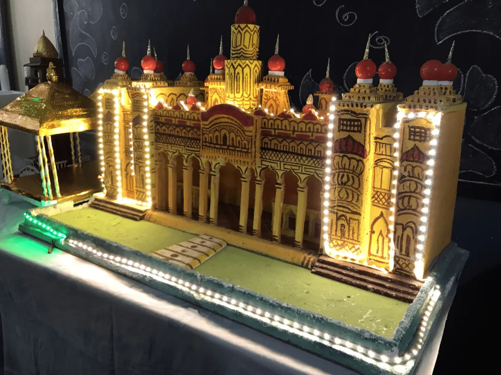 Illuminated Mysore Palace model made by students for a science exhibition